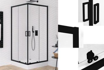 Душова кабіна квадратна SUVIA BLACK 2D 80x80х190 скло clear ACTIVE SHIELD 5мм K-5117 фото