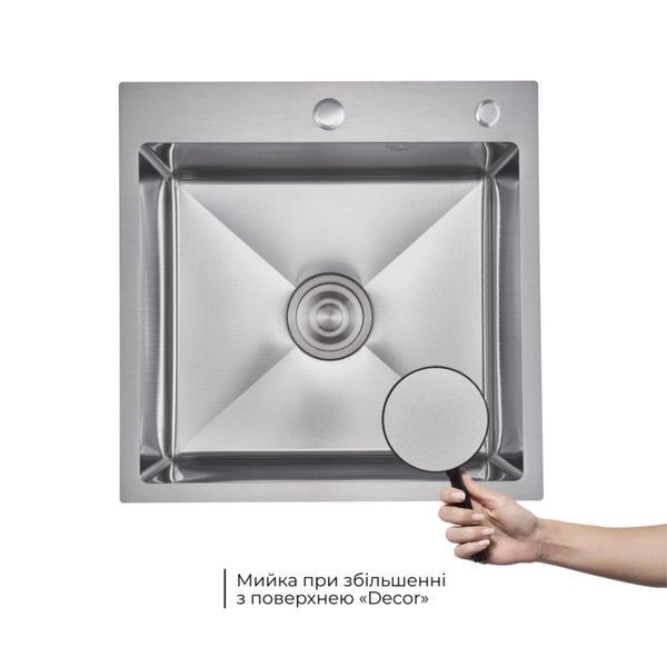 Акційний набір Lidz: мийка H5050H інтегрована Decor Honeycomb 2,5/0,5 мм LDH5050DEC48365 + Змішувач Aria для кухні з гнучким виливом (k35) Grey SD00057349 фото