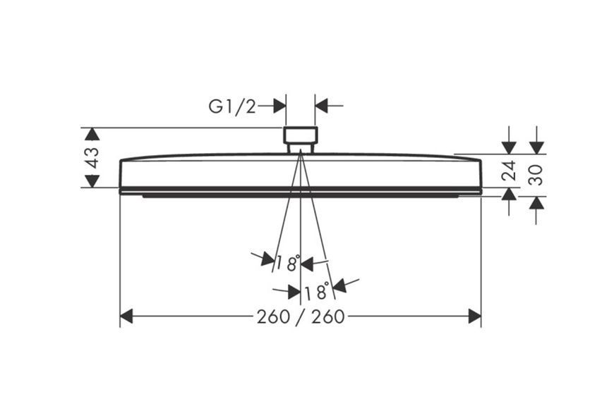 Верхній душ Pulsify Е 260 1jet, Chrome (24330000) 24330000 фото
