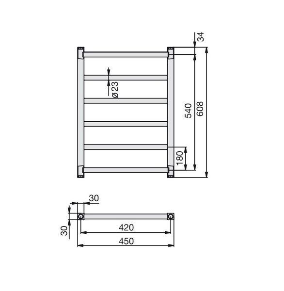 Рушникосушка STALOX 608х450 нержавійка Chrome (STXI-060-045) STXI-060-045 фото