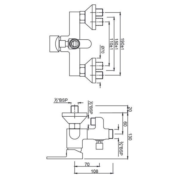 Змішувач FUSION душ, для кронштейна SHA-1213, хром FUS-CHR-29145 фото