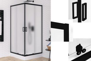 Душова кабіна квадратна SUVIA BLACK 2D 90x90х190 скло satin ACTIVE SHIELD 5мм K-5126 фото