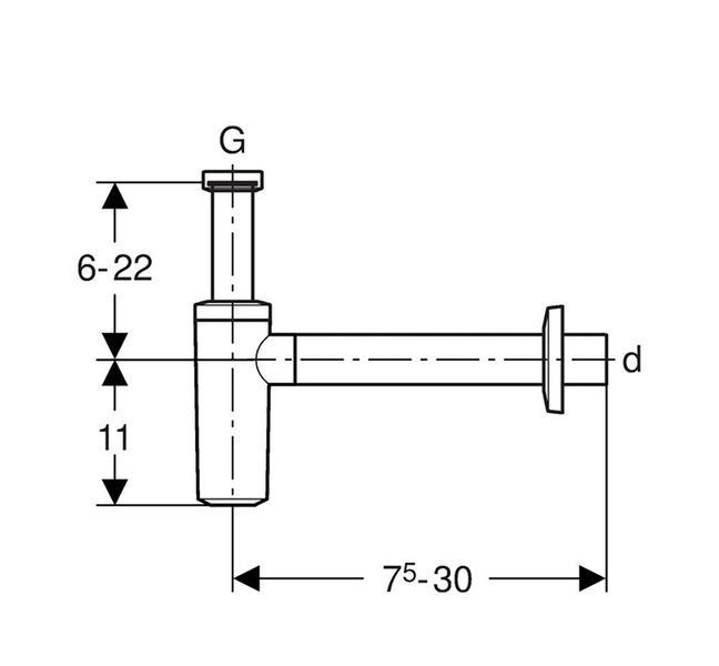 Сифон для умивальника d40 Uniflex (151.035.21.1), Geberit 151.035.21.1 фото