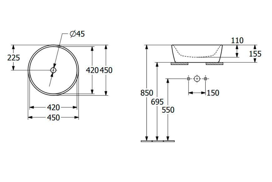 ARCHITECTURA Умивальник на стільницю D 450 мм (5A254601) 5A254601 фото