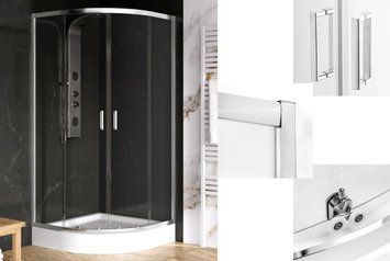 Душова кабіна півкругла SUVIA 2D R55 80x80х190 скло clear ACTIVE SHIELD 5мм K-5111 фото