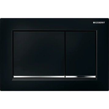 Кнопка змиву OMEGA 20 square (ex 30), пластик, чорний/хром гл./чорний (115.080.KM.1) 115.080.KM.1 фото