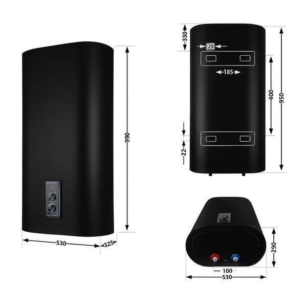 Водонагрівач електричний Thermo Alliance 80 л, Black, плоский, вертикальний, сухий ТЕН 2 кВт (0,8+1,2) DT80V20GPDD2B SD00054043 фото