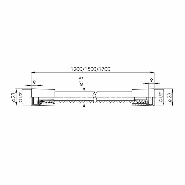 Шланг для душа, PVC, 1200 мм, anti-twist, чорний матовий f03600110AC фото