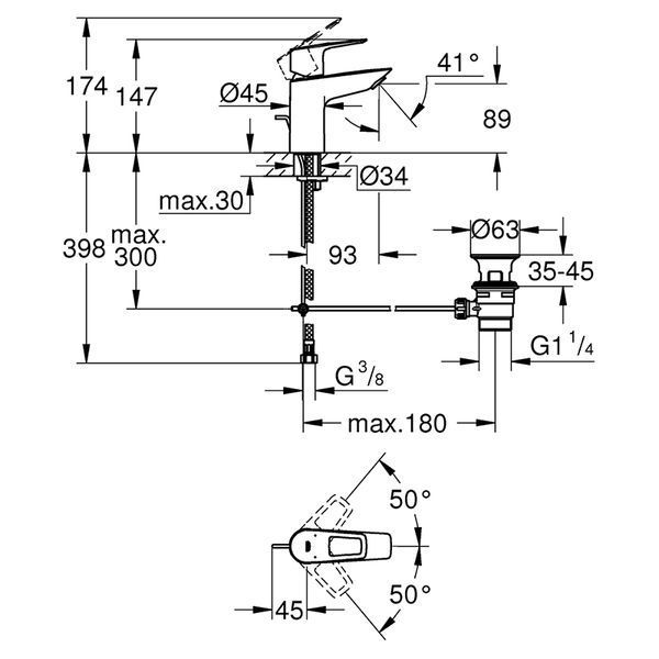 Змішувач для умивальника S-Size BauLoop New 23335001 Grohe 23335001 фото