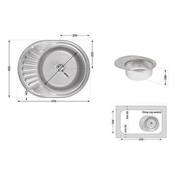 Кухонна мийка Brinex 5745 0,8 мм Satin (BRIN5745SAT08) SD00054088 фото