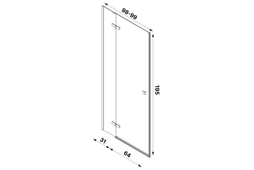 Душові двері KALIBRA 100x195 скло clear ACTIVE SHIELD 6мм KAL-S0001-100U фото