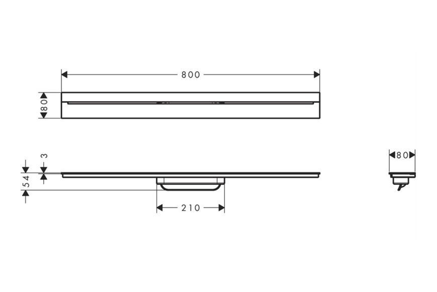 Верхня частина AXOR "Drain" для душового трапу (пристінна) 800 мм, Brushed Stainless Steel (42526800) 42526800 фото