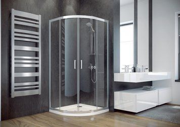 Кабіна півкругла MODERN 90x90x185 універсальна: скло прозоре, профіль хромований MP-90-185-C фото