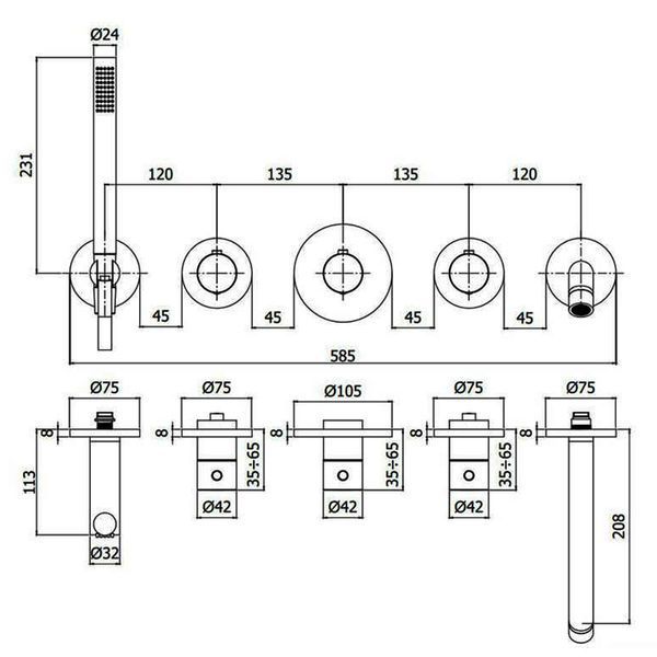 MDE001NO modular box Зовнішня частина до термостата на 2 вих, чорний мат MDE001NO фото