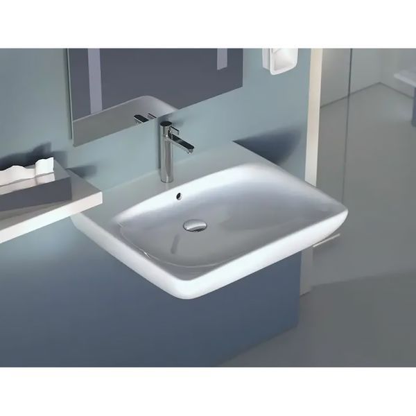 501.461.00.7 Selnova Comfort Умивальник 55см для людей з обмеженими фізичними можливостями, з 1 отв.під змішувач та переливом, білий глянець 501.461.00.7 фото