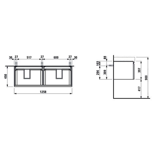 Шафка PRO S 126см д/раковини H814968, 2шухляди, світлий дуб H4835710964791 фото