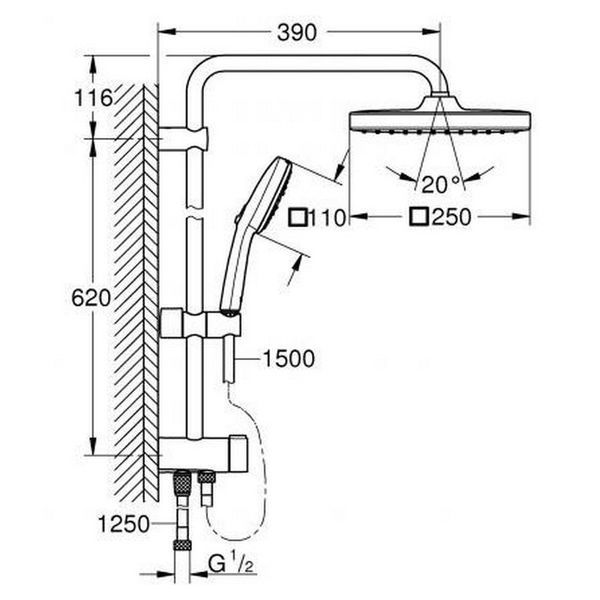 Душова система Flex Tempesta System 250 Cube 269772431 Grohe 269772431 фото