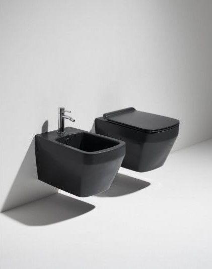 Унітаз підвісний Baden Baden BB 18 з кришкою soft-close BB18-F87(85)-BB004NM Nero matt SIMAS BB18/F87(85)/BB004NM фото