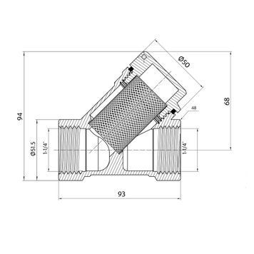 Фільтр грубої очистки Thermo Alliance Standart 1&nbsp;1/4"ВВ нікель для води косий TAS124W32 SD00053375 фото