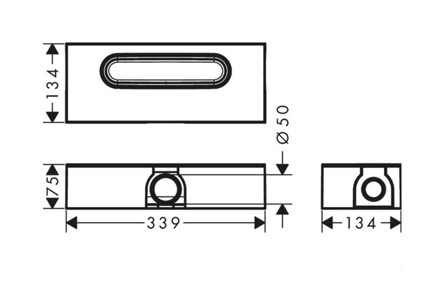 Прихована частина AXOR для душових трапів uBox universal d50 (01005180) 01005180 фото