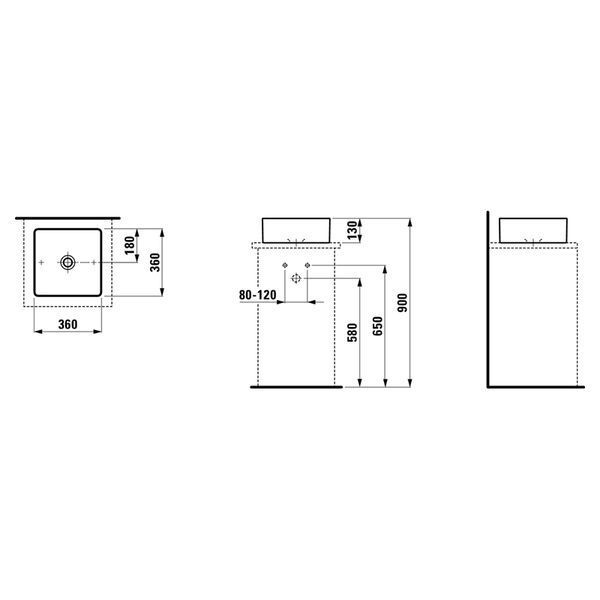 Раковина LIVING 36см, б/о, на стільницю H8114330001121 фото