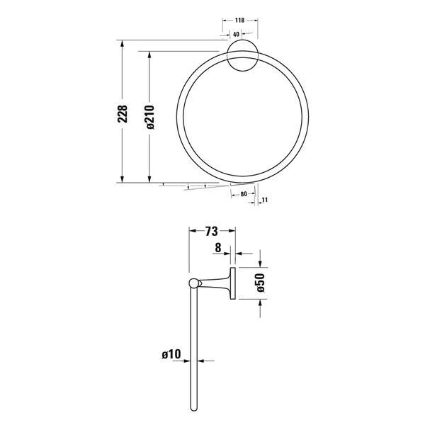 Тримач для рушників кільце STARCK T D 21 см Stainless steel Brushed (0099477000) 0099477000 фото
