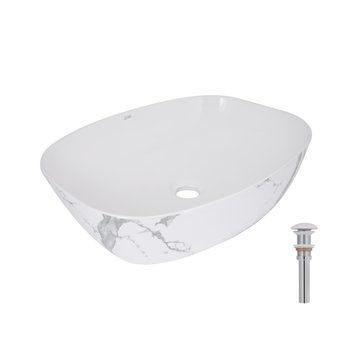 Раковина накладна Qtap Cardinal 500х380х140 мм, Marble, прямокутна, з донним клапаном QTCAR188MR49826 SD00055950 фото