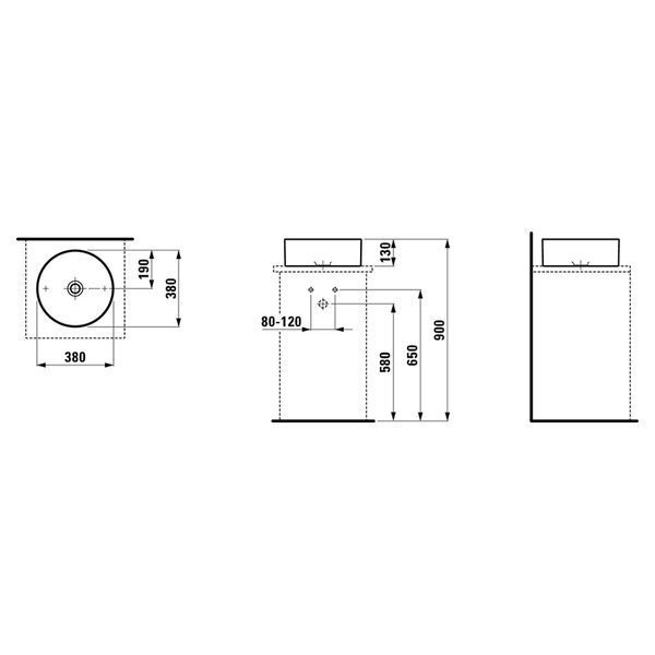 Раковина LIVING 38см, б/о, на стільницю H8114350001121 фото