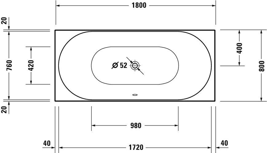 D-NEO Ванна 180x80 см акрилова DUO (700476000000000) 7.00476E+14 фото
