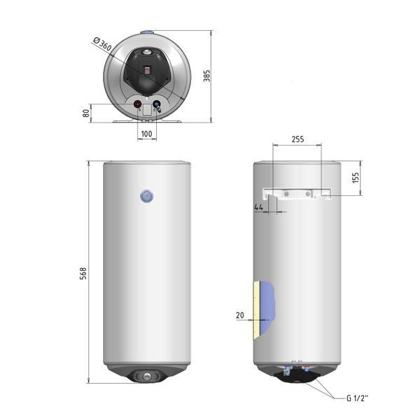 Водонагрівач електричний Thermo Alliance Spectra slim 30 л вертикальний, сухі ТЕНи 1,6 кВт, d 360 мм SD00056733 фото