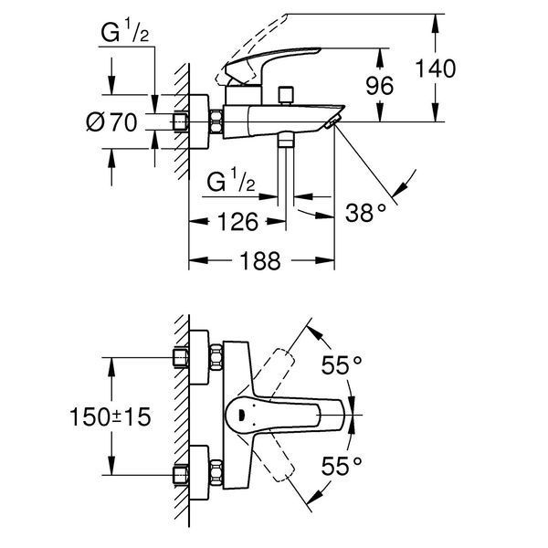 Змішувач для ванни Eurosmart New (33300003) Grohe 33300003 фото