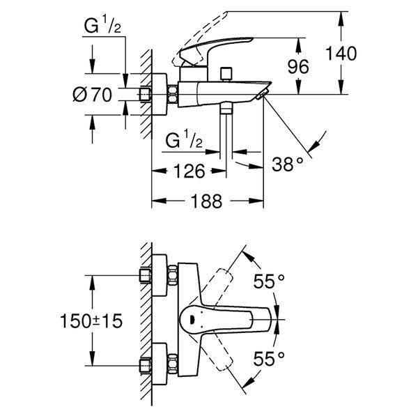Змішувач для ванни Eurosmart New (33300003) Grohe 33300003 фото