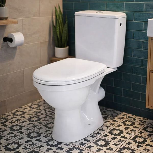 K03-076 Компакт COMPACT 918 MERIDA M010 3/6 TOILET SEAT PP SC UA з поліпропіленовим сидінням з плавним закриванням, горизонтальний випуск, боковий підвід води CCKZ1016770001 фото