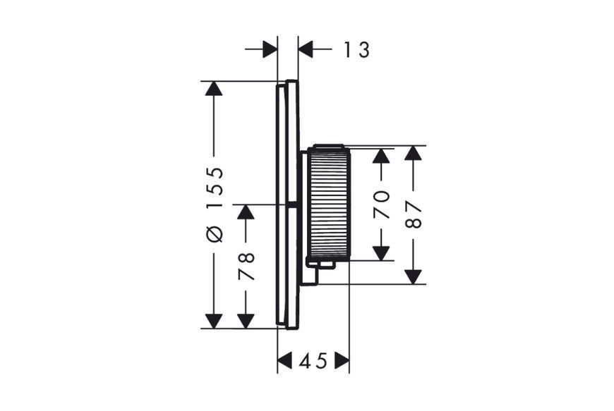 Термостат прихованого монтажу AXOR ShowerSelect ID Round HighFlow на 1 функцію, Brushed Nickel (36776820) 36776820 фото