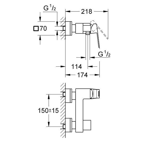 Змішувач для душу Eurocube (23145000), Grohe 23145000 фото