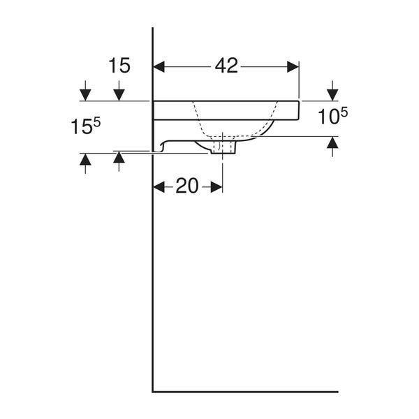 501.841.00.3 iCon Light Раковина 60 см, без отв.для зміш., з переливом, скорочений виліт, колір білий глянець 501.841.00.3 фото