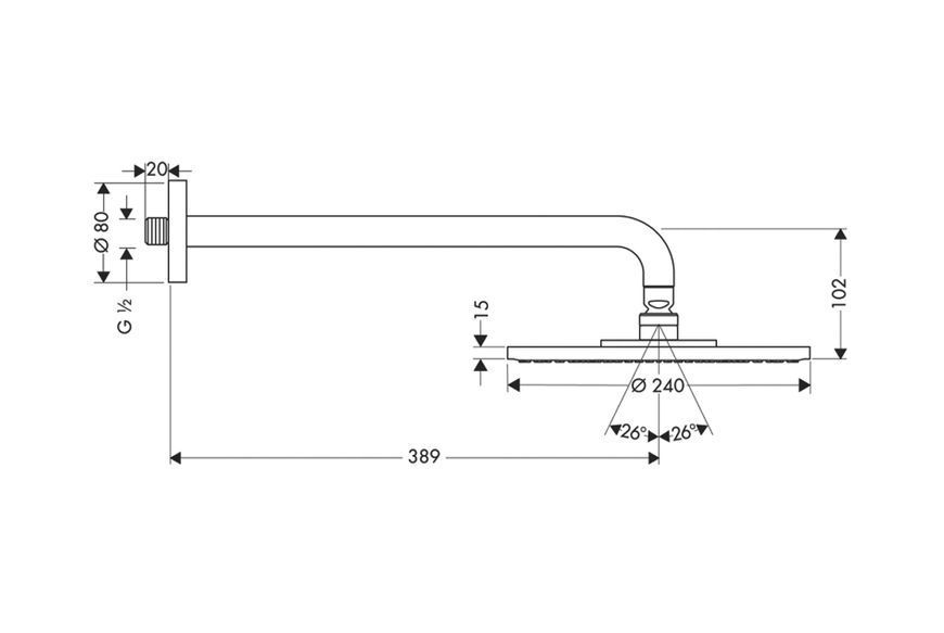 Верхній душ Raindance S 240 Showerpipe 1jet EcoSmart 9 л/хв з тримачем (27461000) 27461000 фото