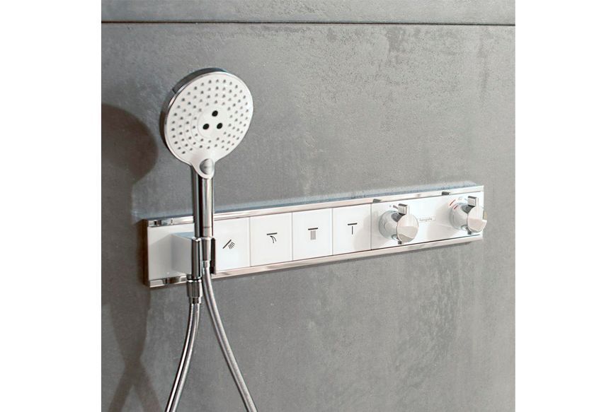 Термостат прихованого монтажу RainSelect на 3 клавіші, скло, White/Chrome (15356400) 15356400 фото