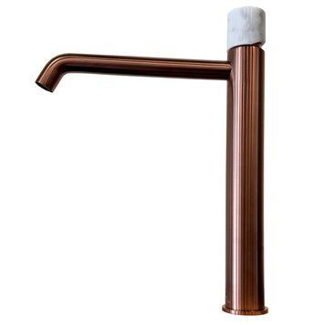 ROUND CUSTOM, Змішувач для умивальника h306 мм, brushed copper+carrara marble (700034583 cm) 700034583 cm фото