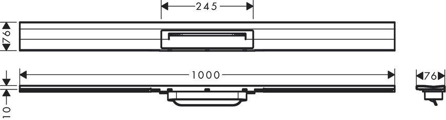 Верхня частина "RainDrain Flex" для душового трапу (пристінна) 1000 мм Brushed Stainless Steel (56053800) 56053800 фото