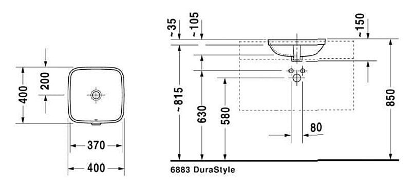 DURASTYLE Умивальник вбудований під стільницю 37х37 см (0373370000) 0373370000 фото