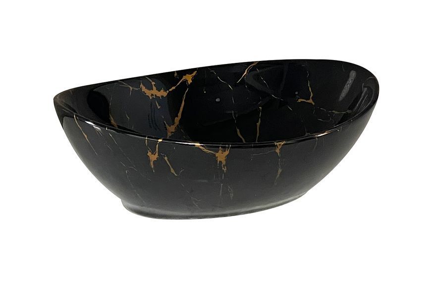 MIEL Умивальник накладний без отвору під змішувач 37x29,5x12, glossy blackgold MIEL-CZ-ZL фото