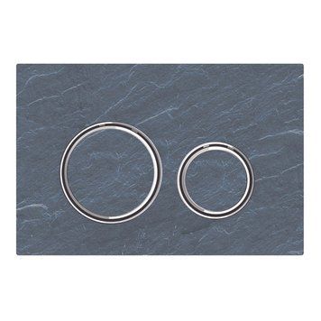 Кнопка змиву SIGMA 50 round (Ex21),подвійний змив,сплан на основі цинку/натур.камінь,хром/сланець Mustang 115.884.JM.1 фото