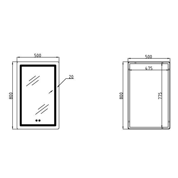 Дзеркало Qtap Mideya (DC-F911) 500х800 з LED-підсвічуванням Touch, з антизапотіванням, димером QT2078F911W SD00036737 фото