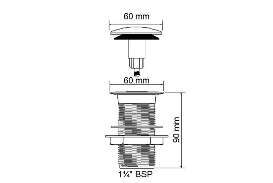 Корок-автомат для умивальника без переливу 5/4" CWU60-CB CWU60CB фото