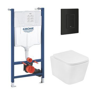 Комплект 4 в 1: Інсталяція Grohe Solido 2 в 1 38971000 + Панель змиву для унітаза Grohe Even 389662430 + Унітаз підвісний безобідковий Kroner Eifel WHI483429 TORNADO (38971966243KE48T) CV036759 фото