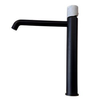 ROUND CUSTOM, Змішувач для умивальника h306 мм, matt black+carrara marble (700034581 cm) 700034581 cm фото