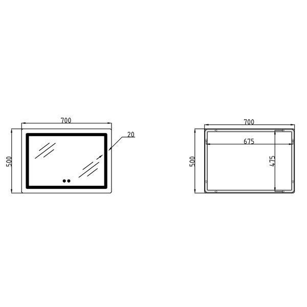 Дзеркало Qtap Mideya (DC-F614) 700х500 з LED-підсвічуванням Touch, з антизапотіванням, димером QT2078NCF07050W SD00054143 фото