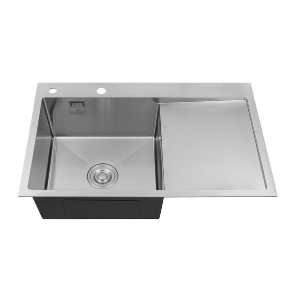 Комплект кухонна мийка Kroner Geb&uuml;rstet-7849LHM + змішувач Edelstahl Klassisch-ESG03815BLK + дозатор Spender-016 CVS30107 фото
