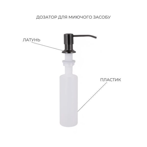 Комплект Lidz: Handmade H6845HB Мийка для кухні інтегрована Decor Black PVD Honeycomb у комплекті з дозатором + Подрібнювач для мийки Black SD00058652 фото